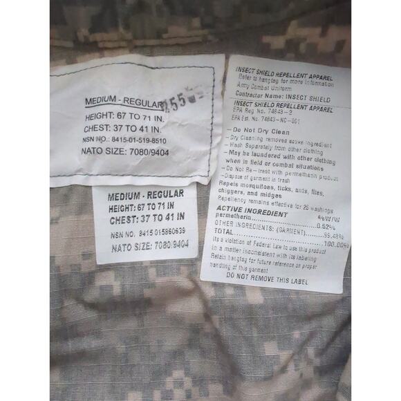 US Military Army ACU Uniform Coat USGI Digital Camo Medium Long Sleeve Zip Up - Picture 4 of 7
